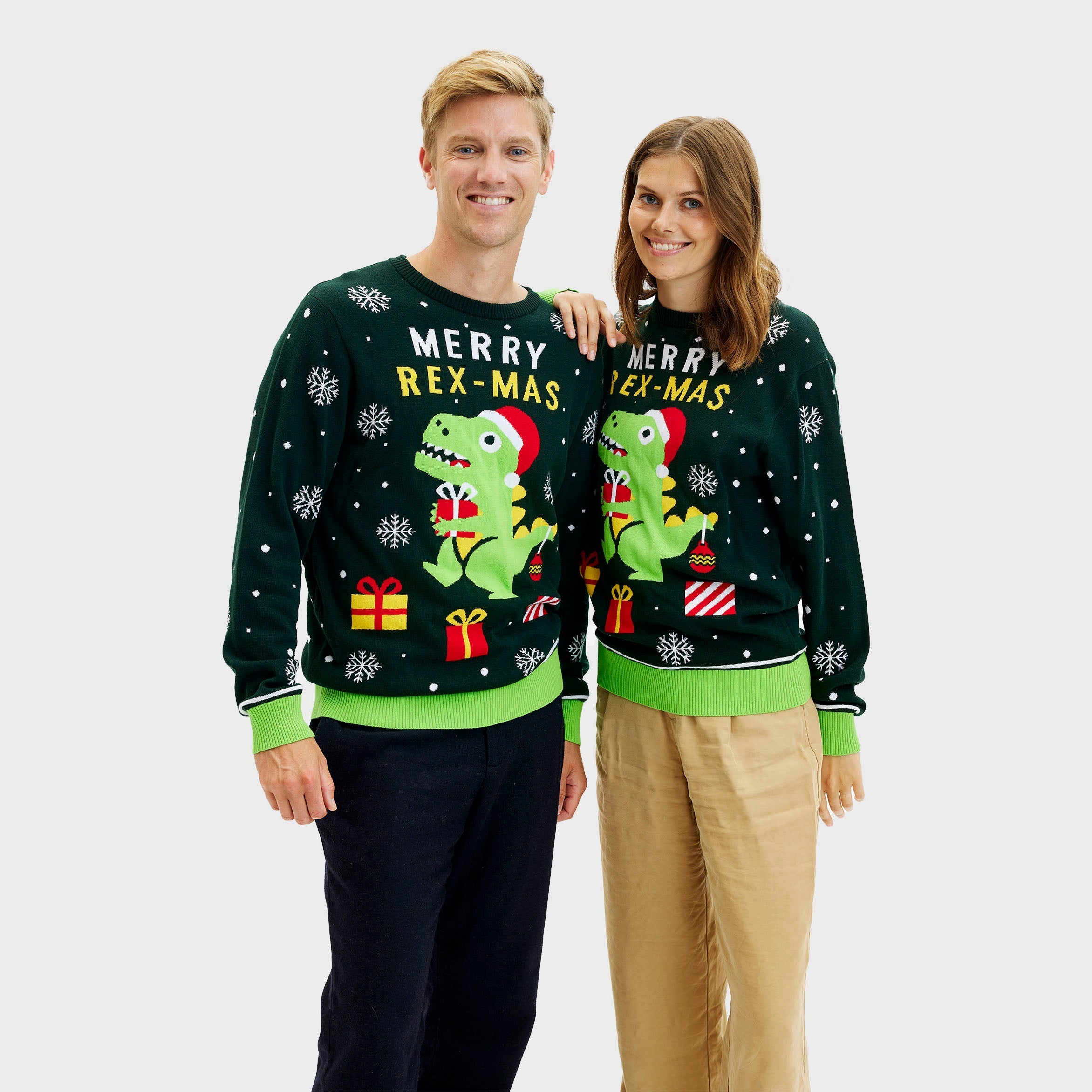 Niedlicher Dino-Weihnachtspullover – Damen.